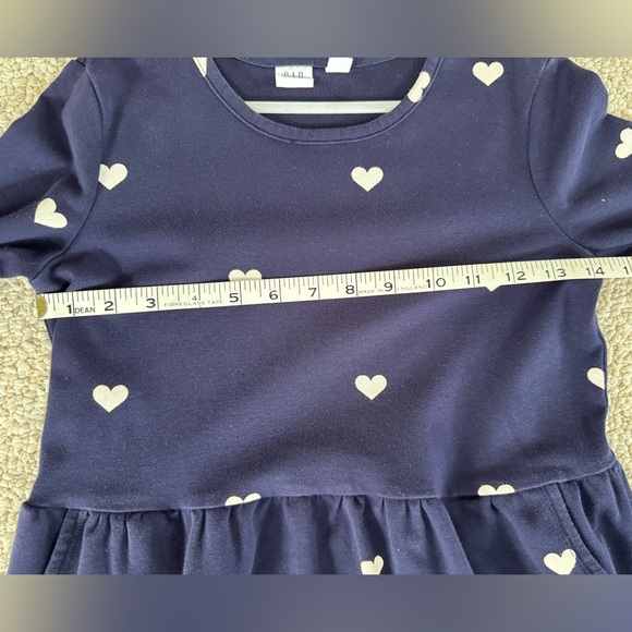 Heart Pattern Navy Long sleeve Dress with Pockets - Picture 4 of 5